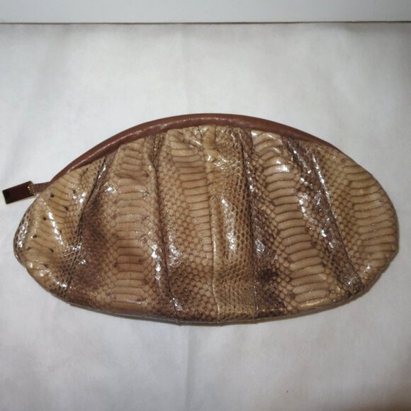 Furla Python Embossed And Smooth Leather Oversized Clutch - Picture 4 of 16